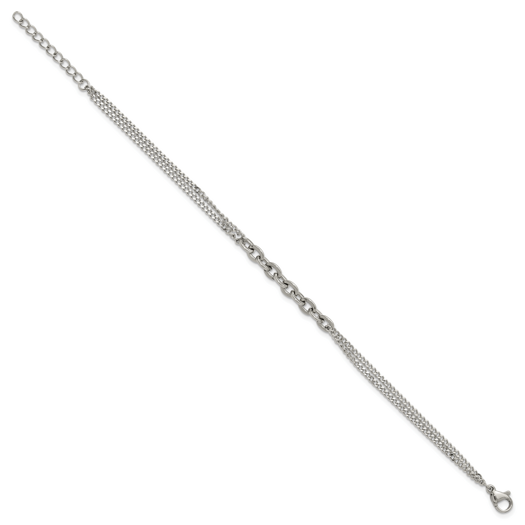 Polished Stainless Steel Curb Chain Bracelet 2mm