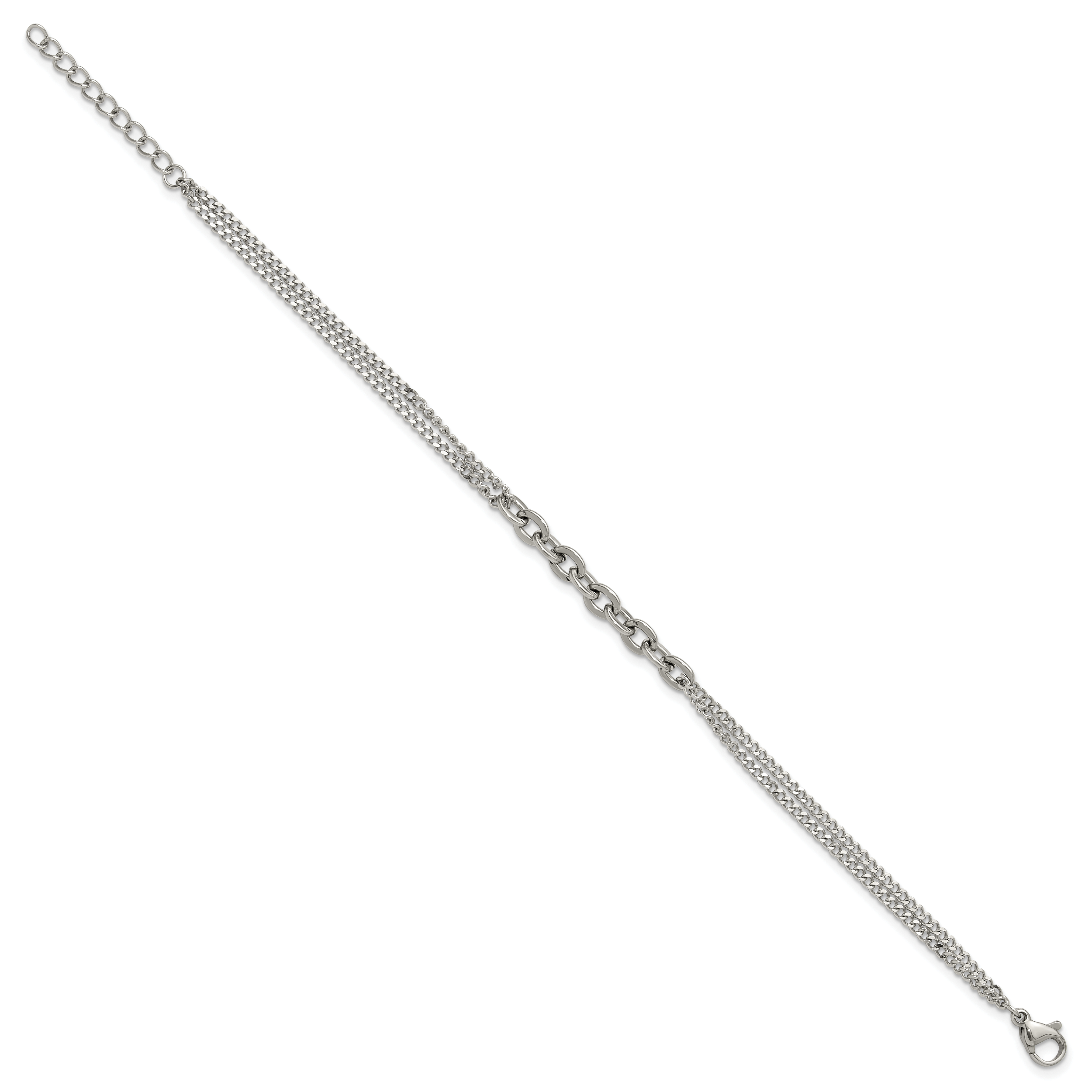 Polished Stainless Steel Curb Chain Bracelet 2mm