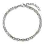 Polished Stainless Steel Curb Chain Bracelet 2mm