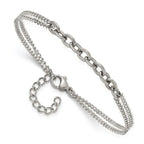 Polished Stainless Steel Curb Chain Bracelet 2mm