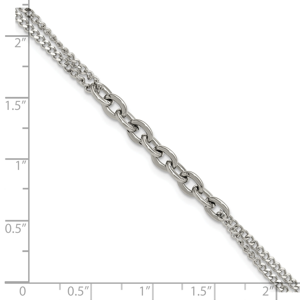 Polished Stainless Steel Curb Chain Bracelet 2mm