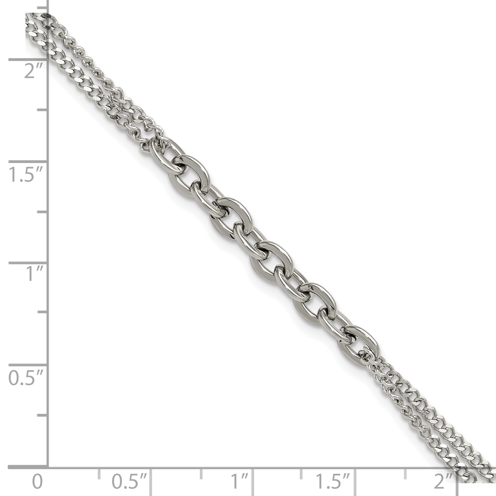 Polished Stainless Steel Curb Chain Bracelet 2mm