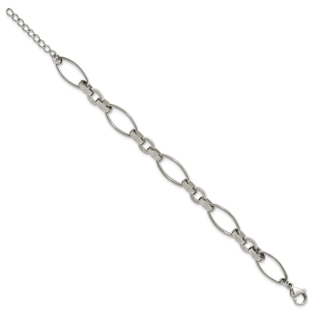 Polished Stainless Steel Link Bracelet 10mm