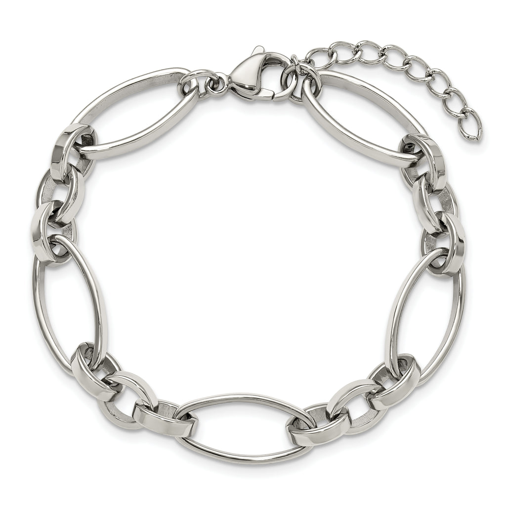 Polished Stainless Steel Link Bracelet 10mm