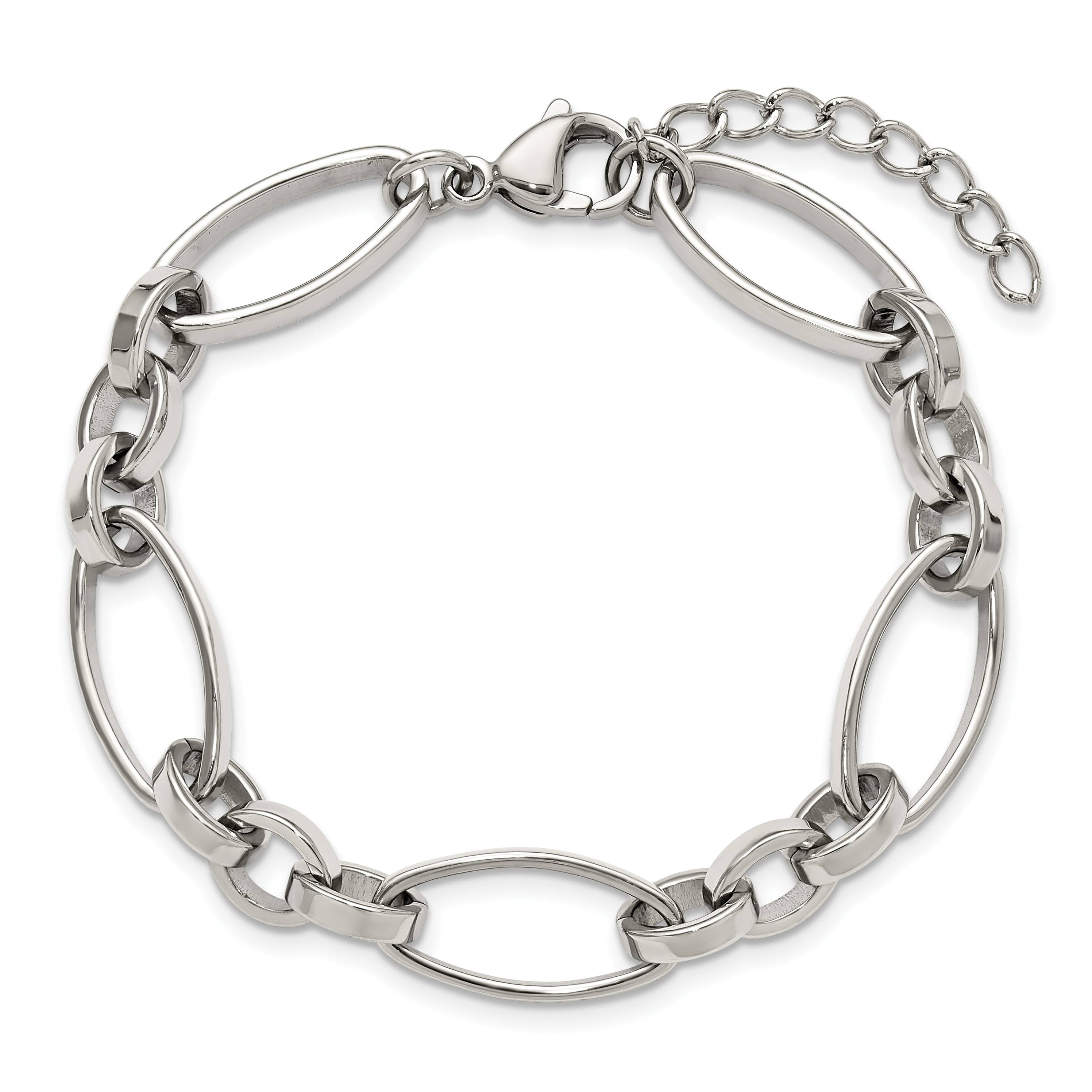 Polished Stainless Steel Link Bracelet 10mm