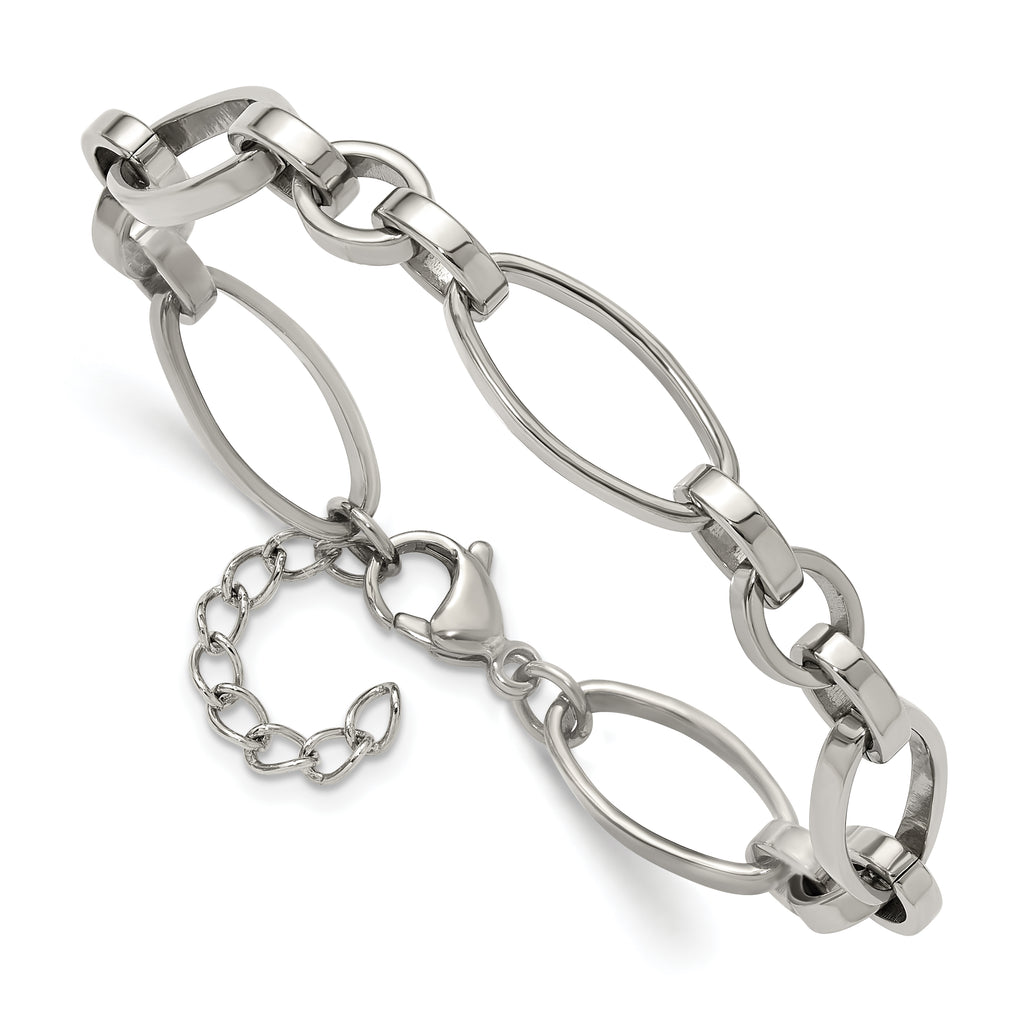 Polished Stainless Steel Link Bracelet 10mm
