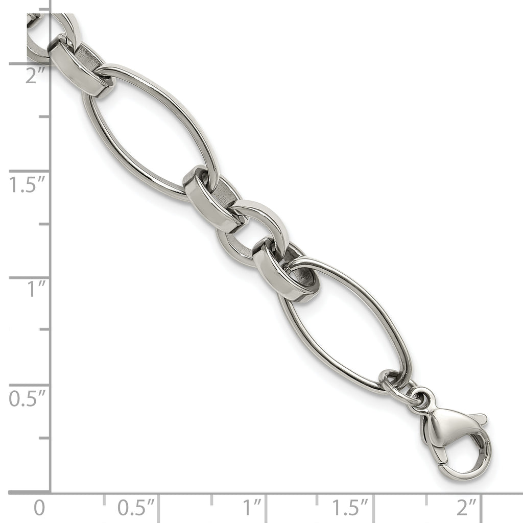 Polished Stainless Steel Link Bracelet 10mm