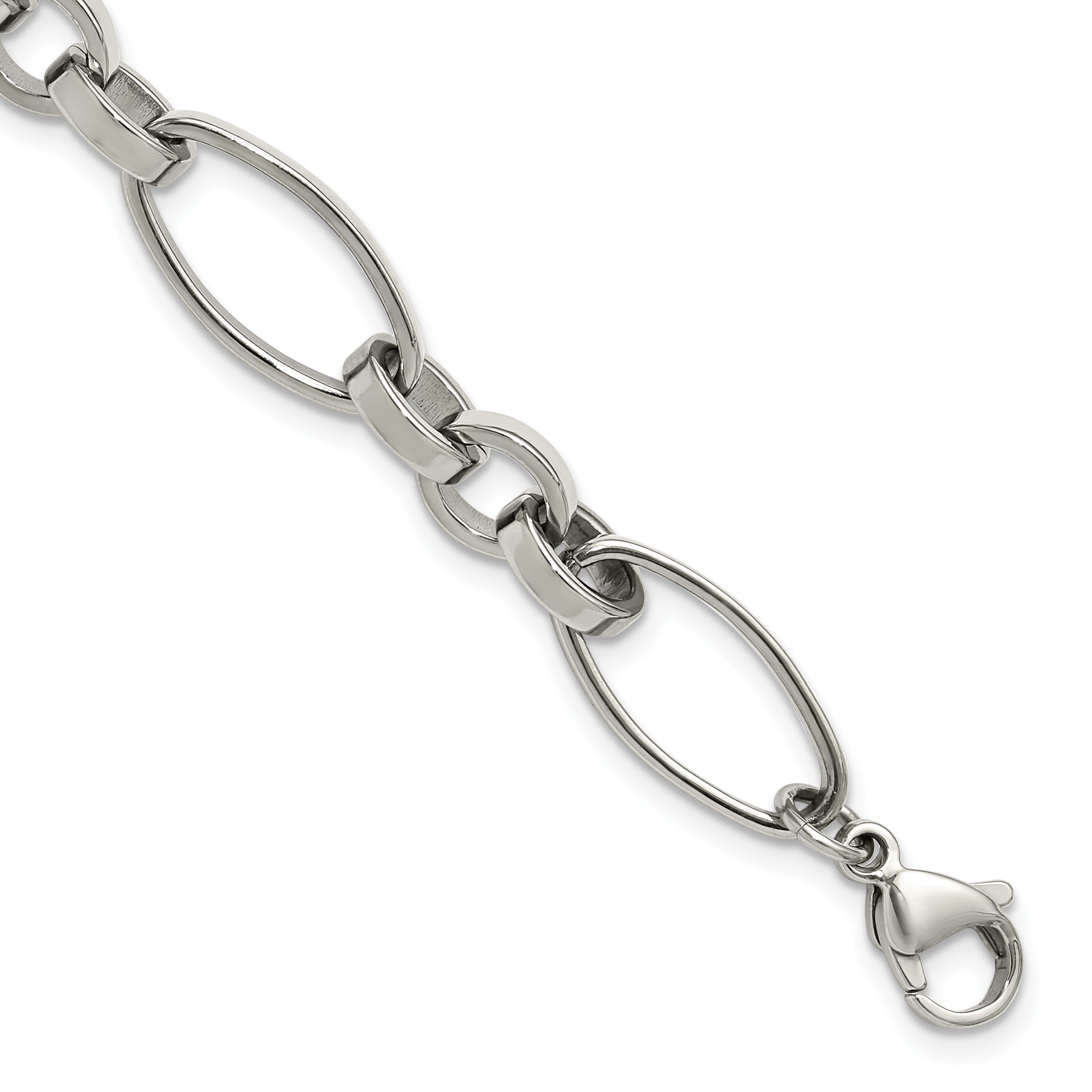 Polished Stainless Steel Link Bracelet 10mm Main image