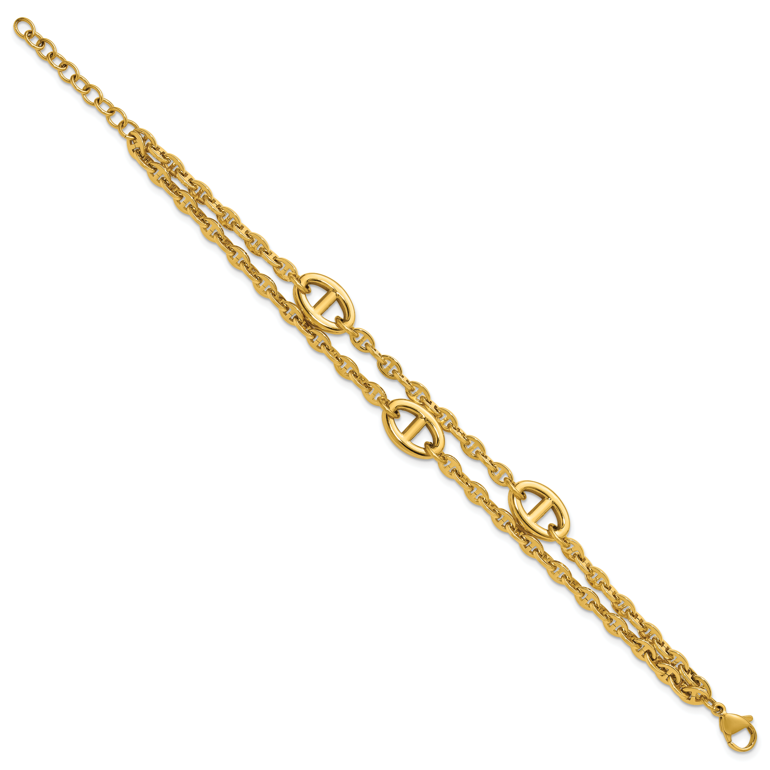 Gold-Tone Polished Anchor Stainless Steel Bracelet 4mm