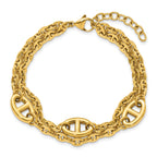 Gold-Tone Polished Anchor Stainless Steel Bracelet 4mm