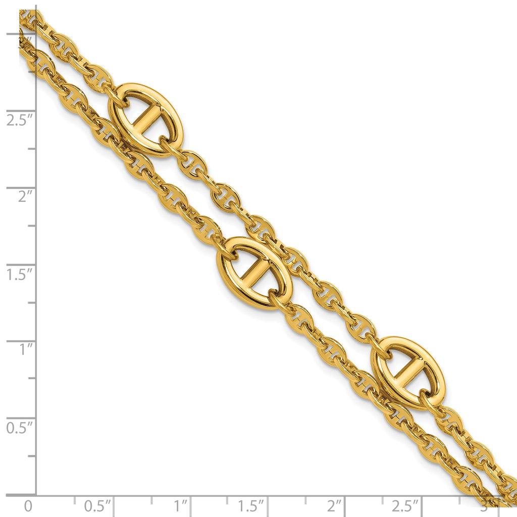 Gold-Tone Polished Anchor Stainless Steel Bracelet 4mm