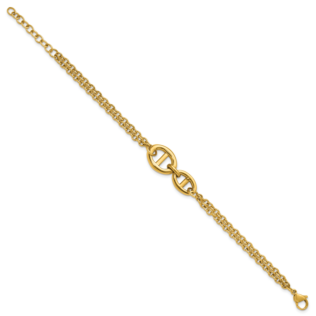 Polished Gold-Tone Stainless Steel Bracelet 4mm