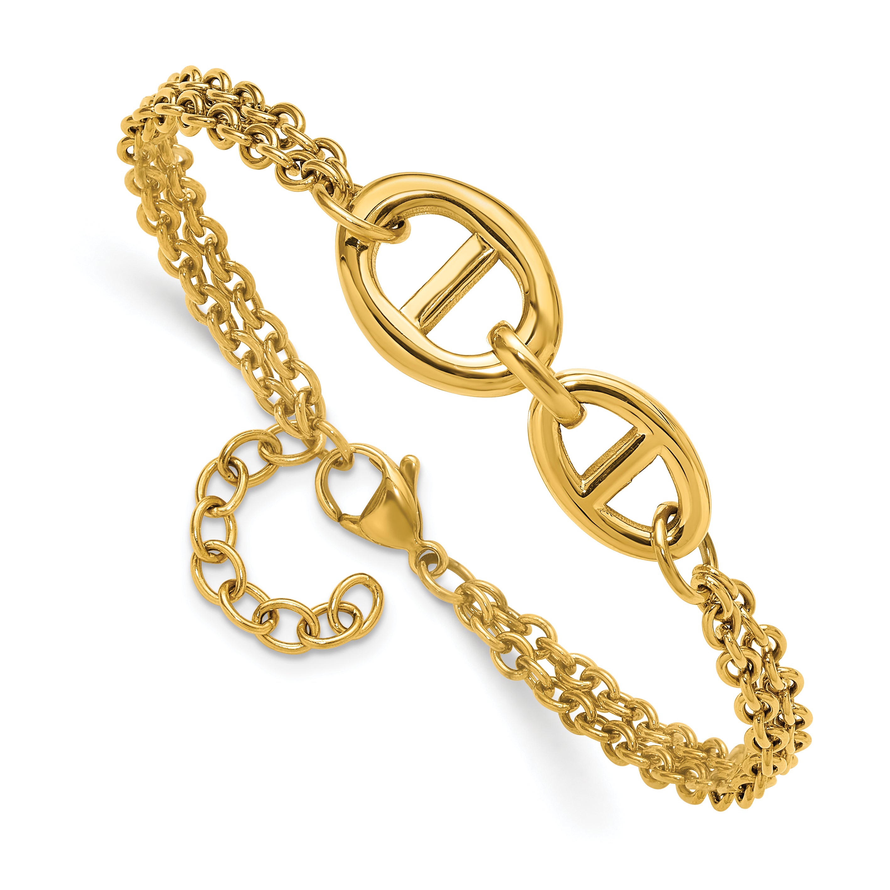 Polished Gold-Tone Stainless Steel Bracelet 4mm
