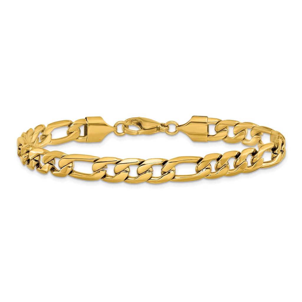 Men's Polished Gold-Tone Stainless Steel Figaro Chain Bracelet 8mm
