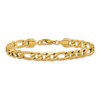 Men's Polished Gold-Tone Stainless Steel Figaro Chain Bracelet 8mm