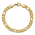 Men's Polished Gold-Tone Stainless Steel Figaro Chain Bracelet 8mm