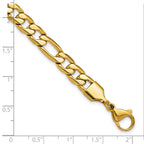 Men's Polished Gold-Tone Stainless Steel Figaro Chain Bracelet 8mm
