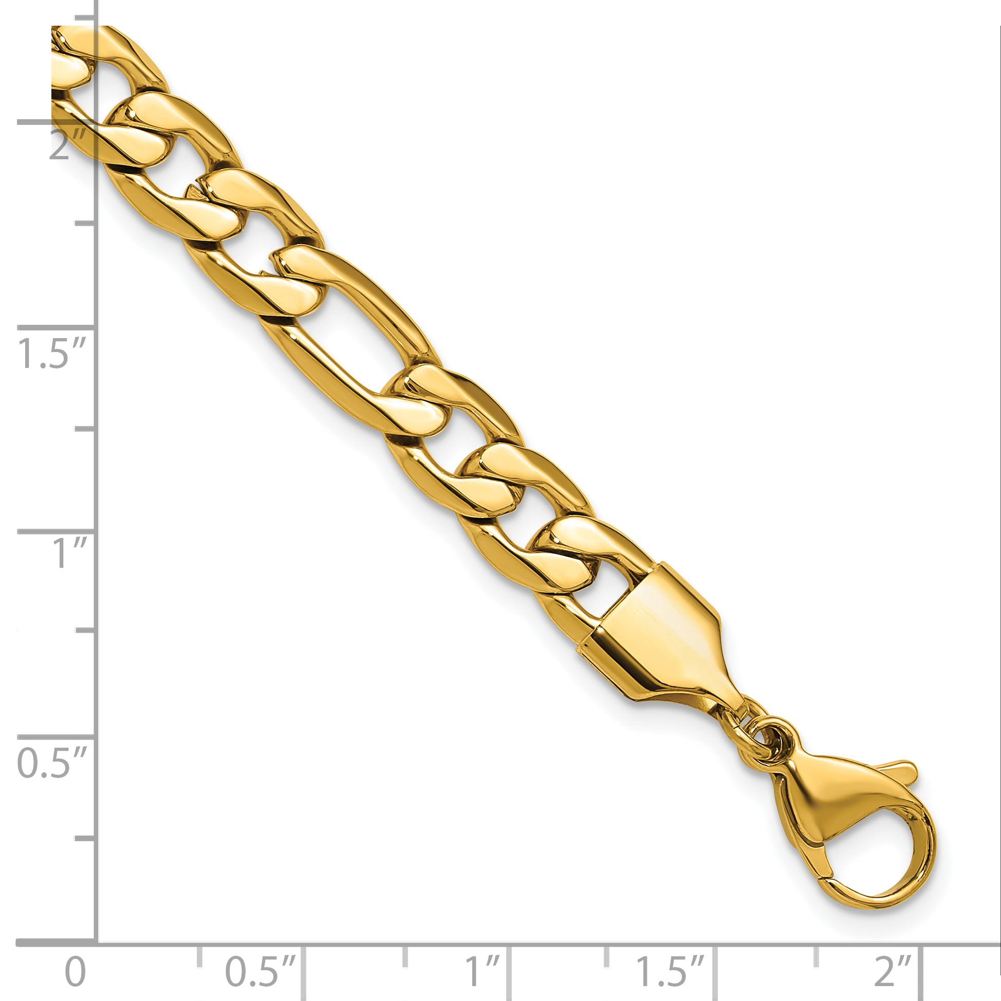 Men's Polished Gold-Tone Stainless Steel Figaro Chain Bracelet 8mm