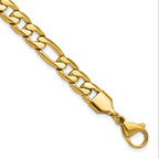 Men's Polished Gold-Tone Stainless Steel Figaro Chain Bracelet 8mm