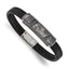 Men's Polished Grey Jasper Leather Stainless Steel Bracelet 8mm