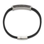 Men's Antiqued Black Agate Leather Stainless Steel Bracelet 8mm