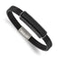 Men's Antiqued Black Agate Leather Stainless Steel Bracelet 8mm