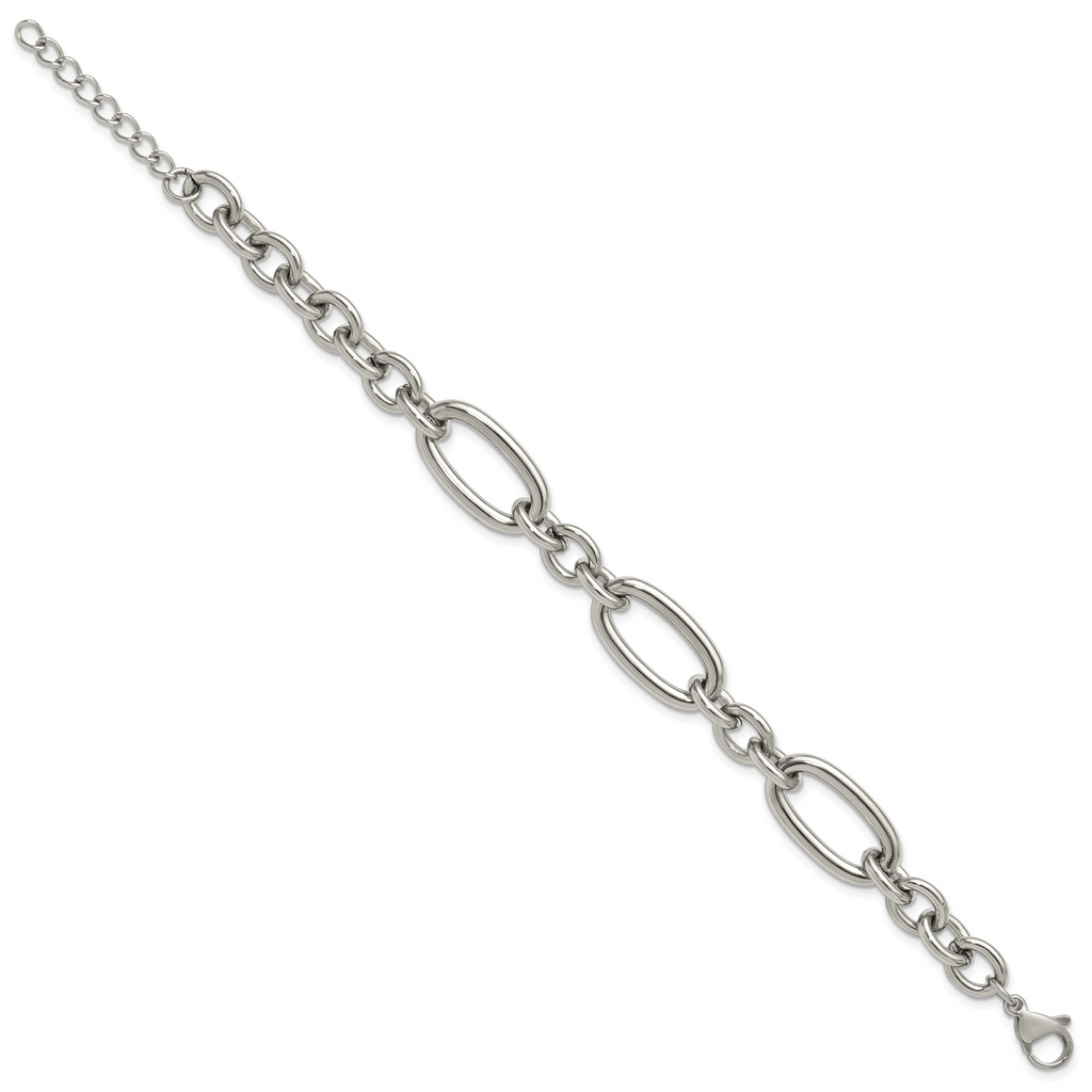 Polished Stainless Steel Link Bracelet 12mm