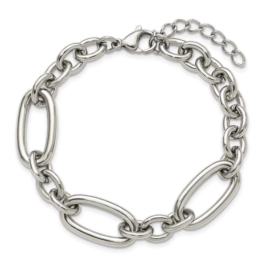 Polished Stainless Steel Link Bracelet 12mm