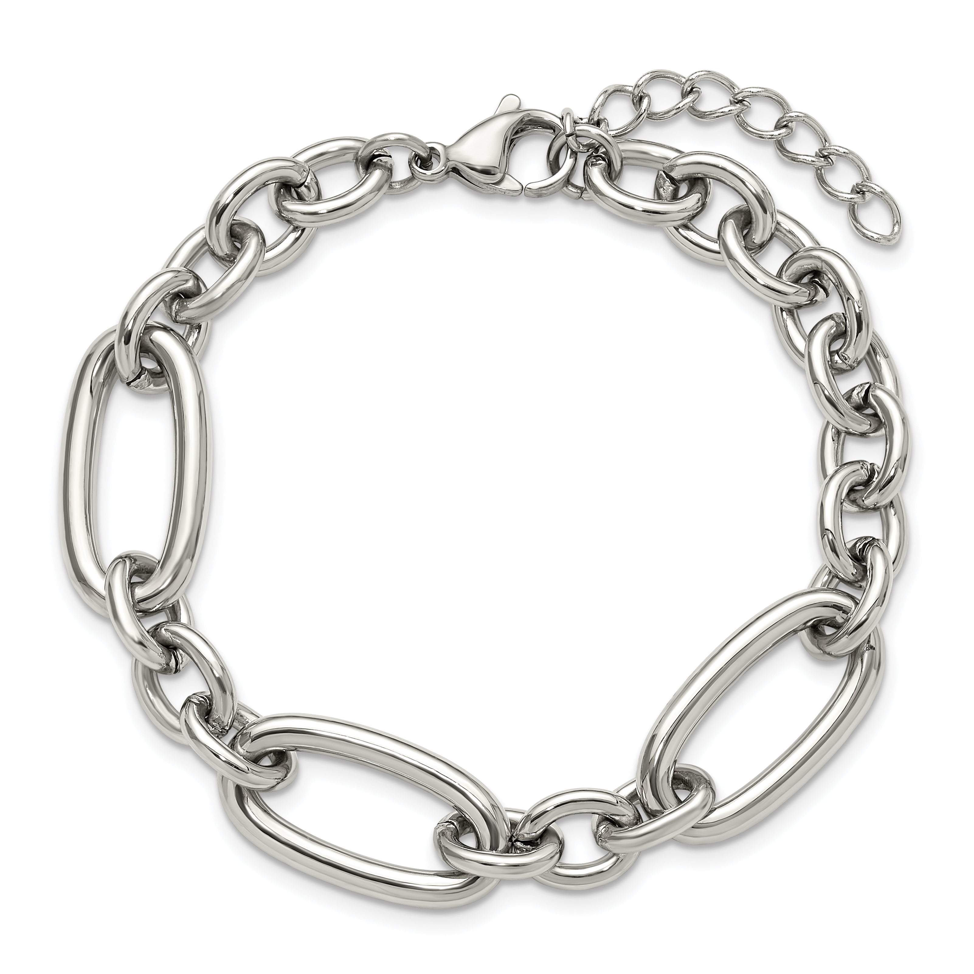 Polished Stainless Steel Link Bracelet 12mm