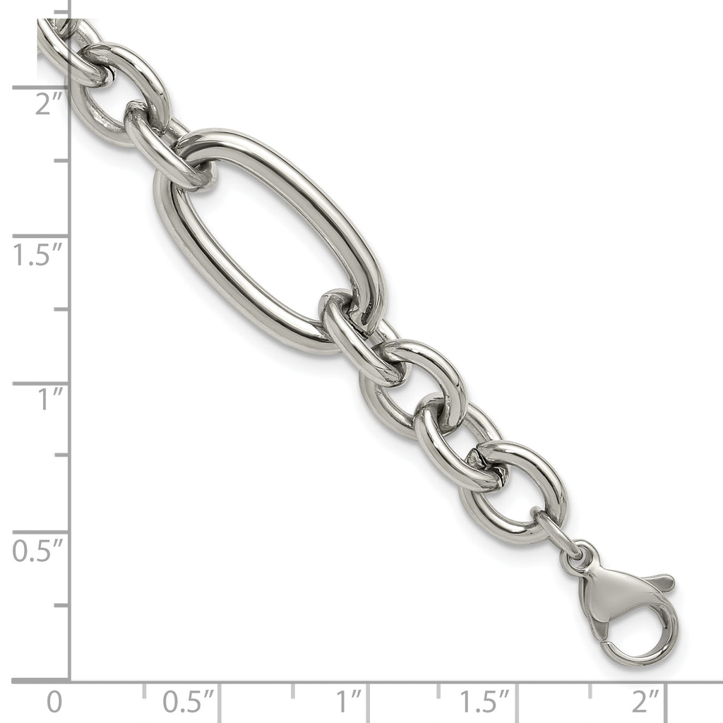 Polished Stainless Steel Link Bracelet 12mm