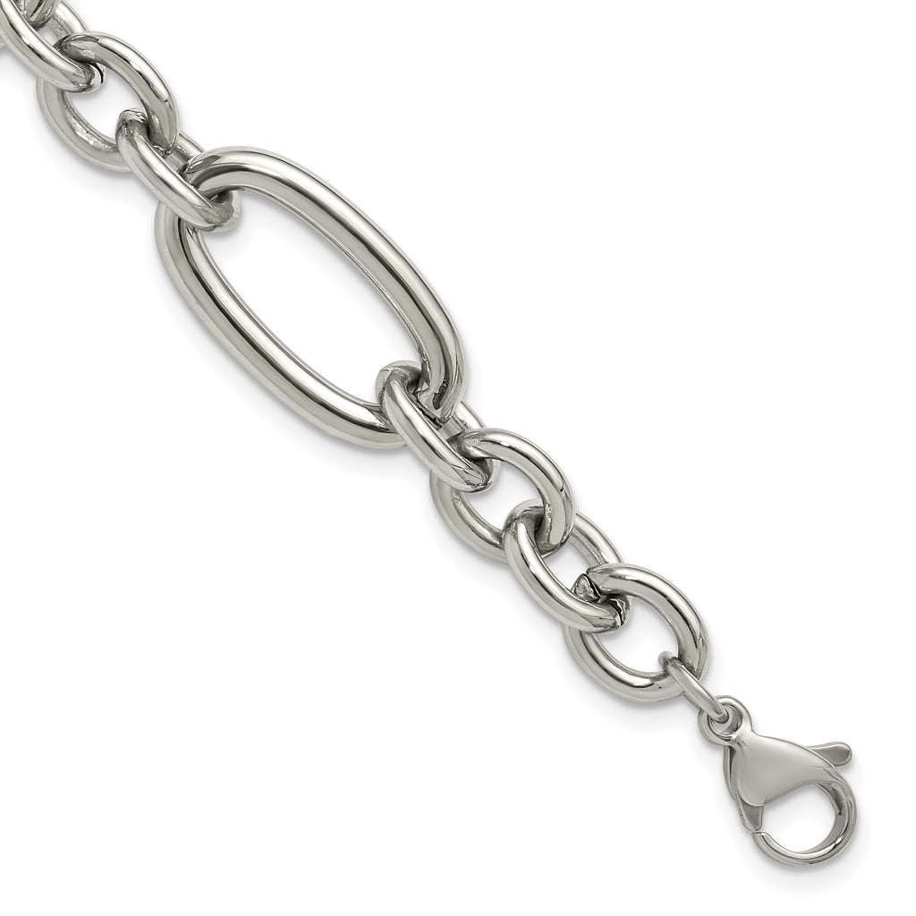 Polished Stainless Steel Link Bracelet 12mm