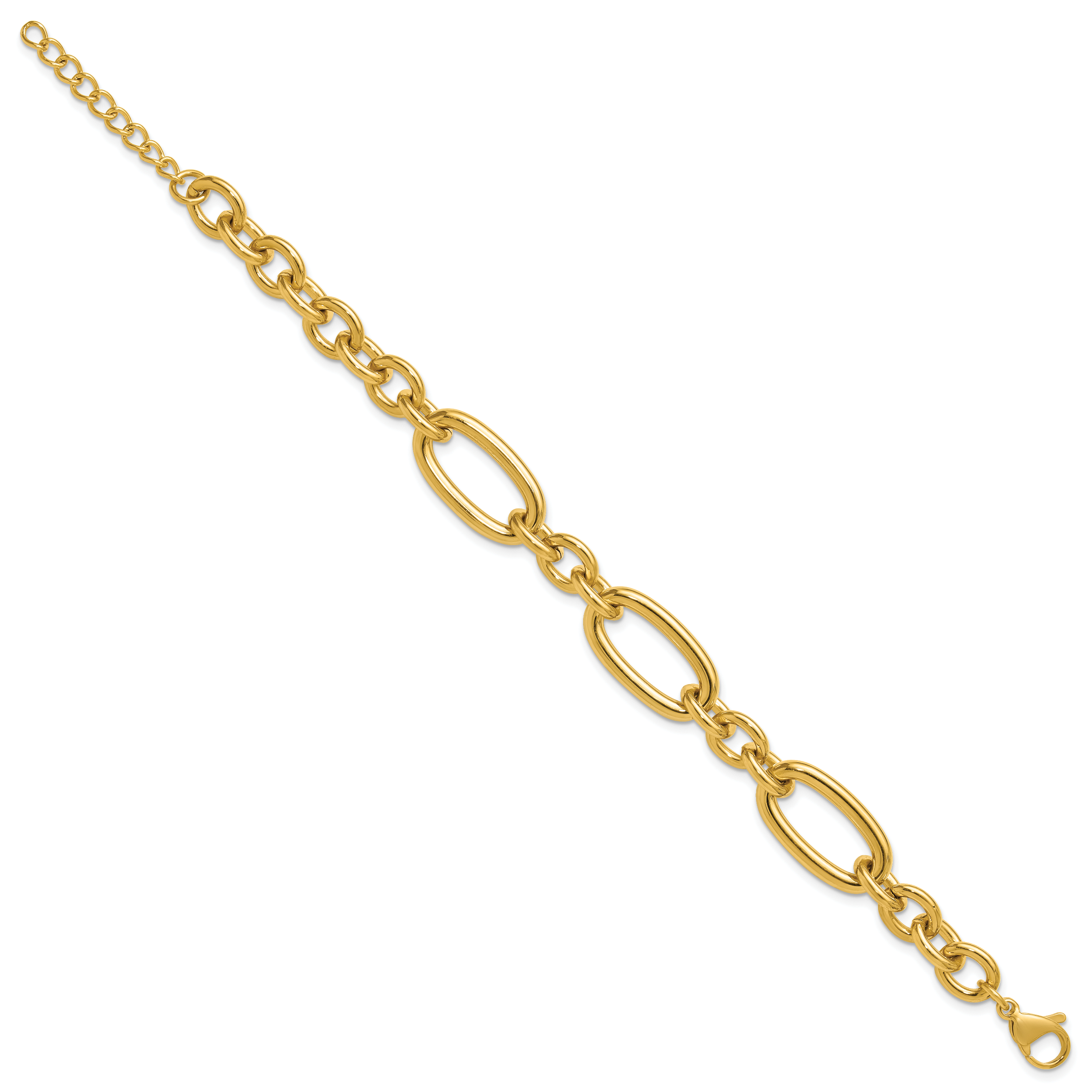 Polished Gold-Tone Stainless Steel Link Bracelet 12mm