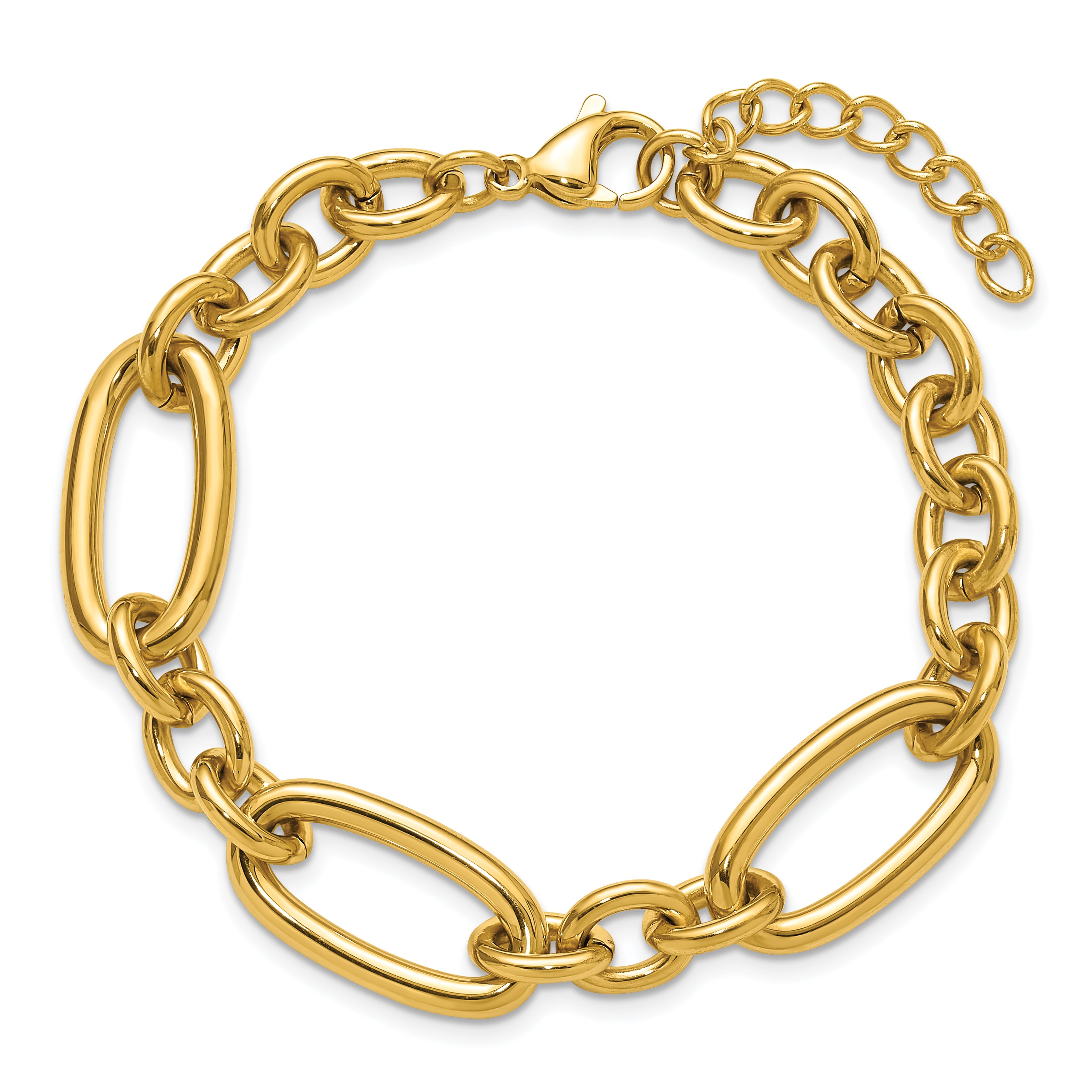 Polished Gold-Tone Stainless Steel Link Bracelet 12mm