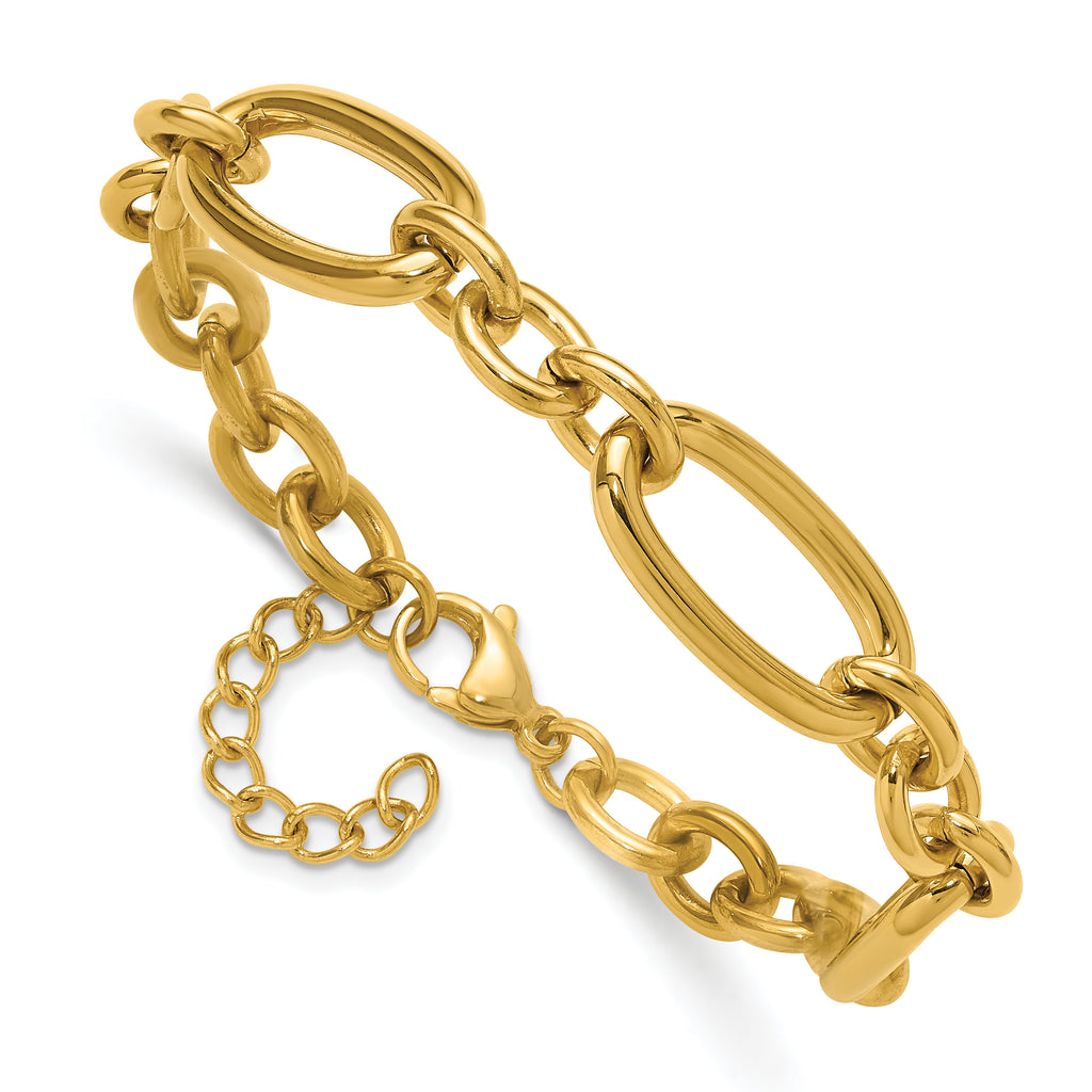 Polished Gold-Tone Stainless Steel Link Bracelet 12mm