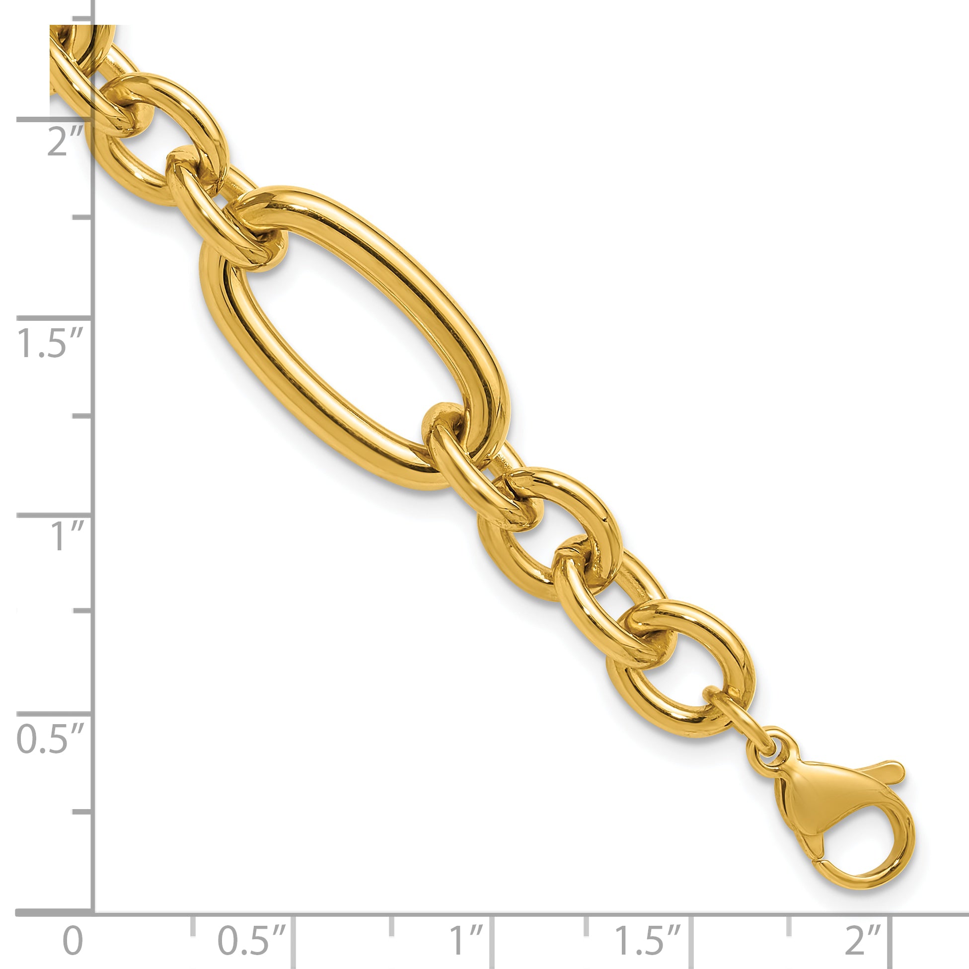 Polished Gold-Tone Stainless Steel Link Bracelet 12mm