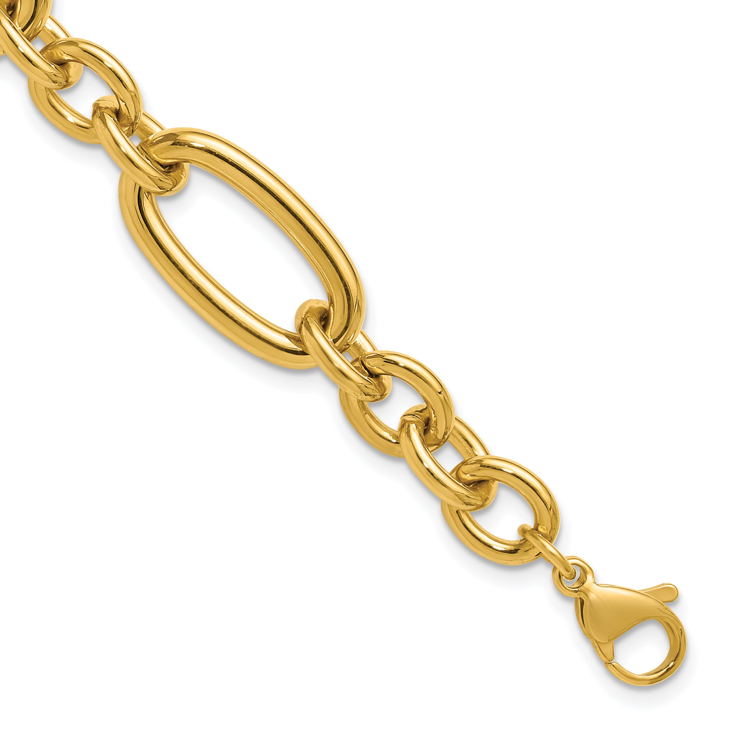 Polished Gold-Tone Stainless Steel Link Bracelet 12mm Main image