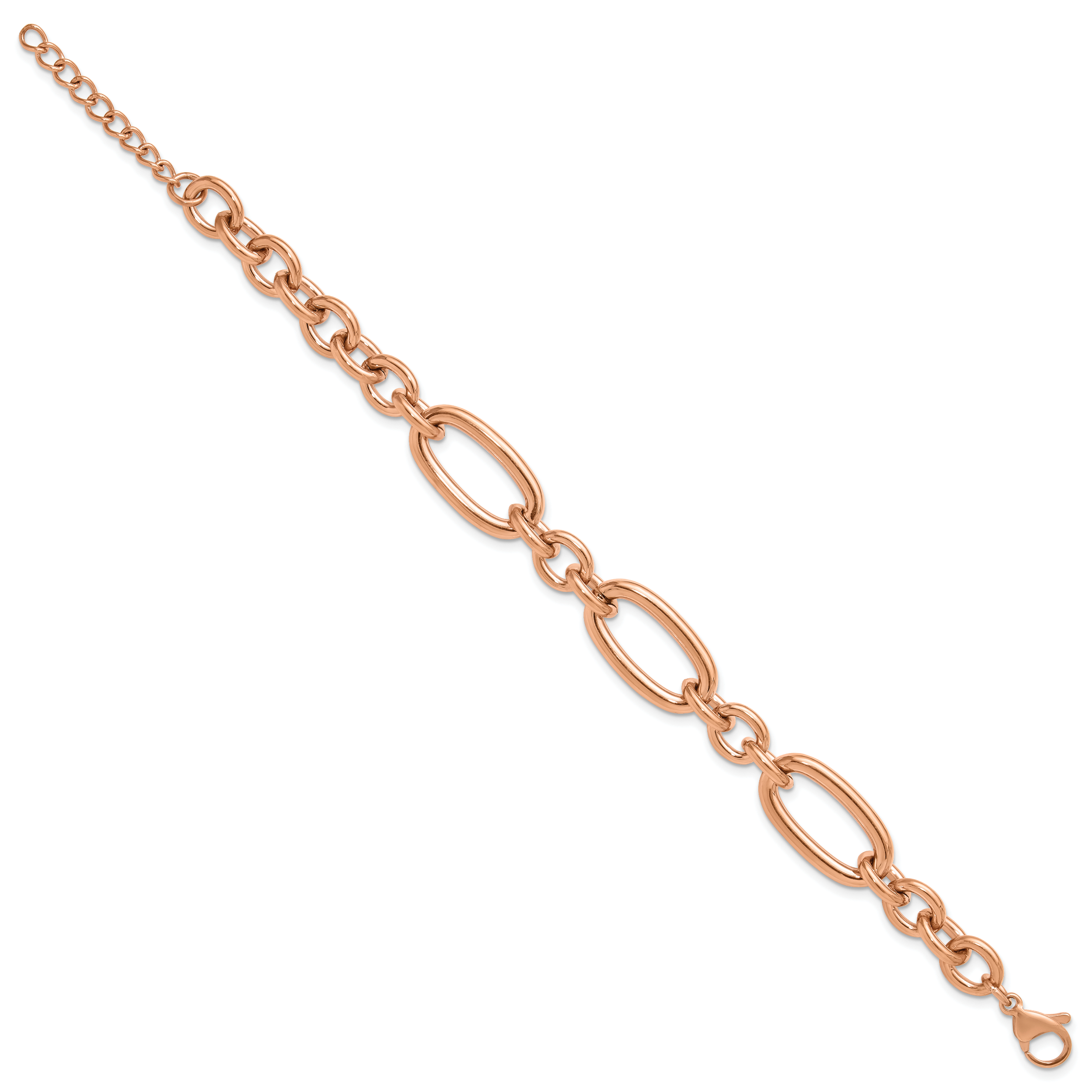 Polished Rose-Tone Stainless Steel Link Bracelet 12mm Secondary image