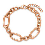 Polished Rose-Tone Stainless Steel Link Bracelet 12mm