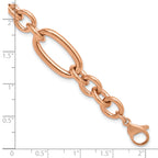 Polished Rose-Tone Stainless Steel Link Bracelet 12mm