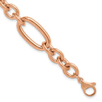 Polished Rose-Tone Stainless Steel Link Bracelet 12mm