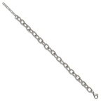Polished Textured Stainless Steel Link Bracelet 7mm
