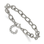 Polished Textured Stainless Steel Link Bracelet 7mm