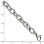 Polished Textured Stainless Steel Link Bracelet 7mm