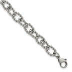 Polished Textured Stainless Steel Link Bracelet 7mm