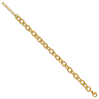 Gold-Tone Polished Textured Stainless Steel Link Bracelet 7mm