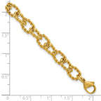 Gold-Tone Polished Textured Stainless Steel Link Bracelet 7mm