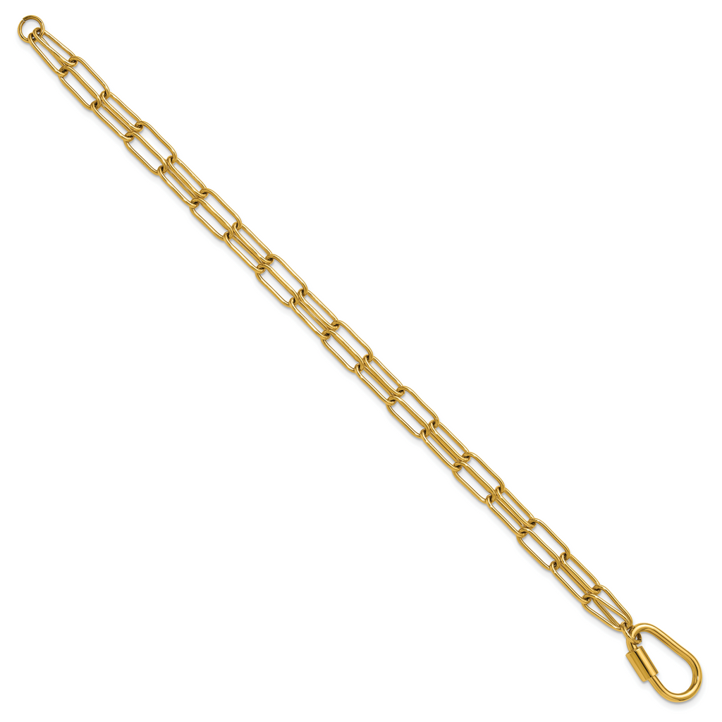 Polished Gold-Tone Stainless Steel Paperclip Chain Bracelet 4mm