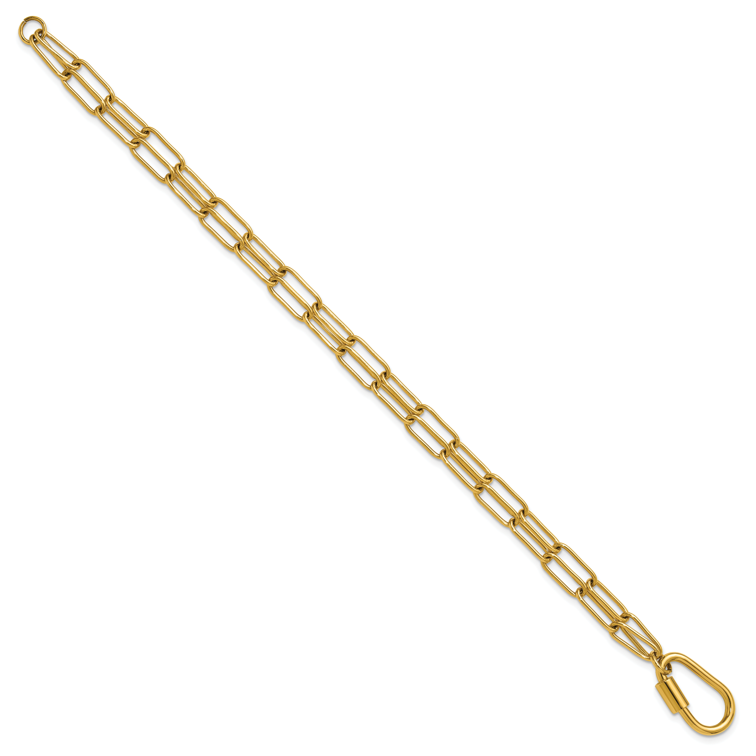 Polished Gold-Tone Stainless Steel Paperclip Chain Bracelet 4mm