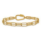 Polished Gold-Tone Stainless Steel Paperclip Chain Bracelet 4mm
