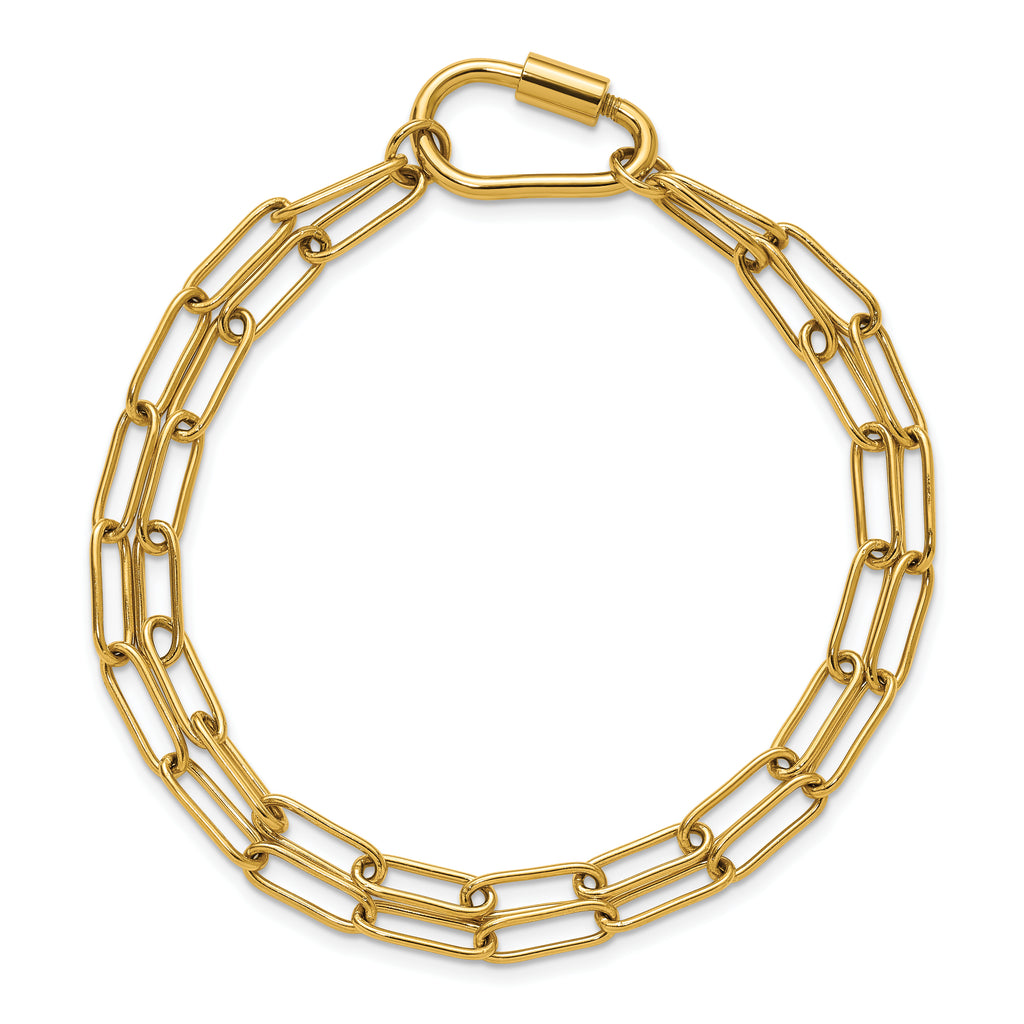 Polished Gold-Tone Stainless Steel Paperclip Chain Bracelet 4mm